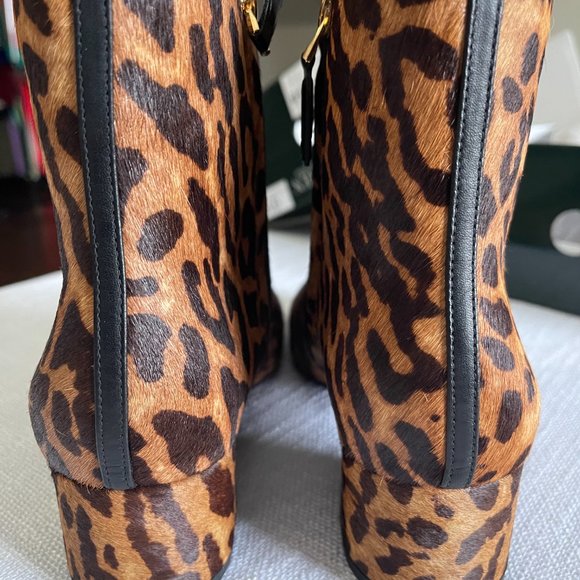 NWT - Ralph Lauren Welford Leather booties Leopard calfhair - Picture 2 of 9